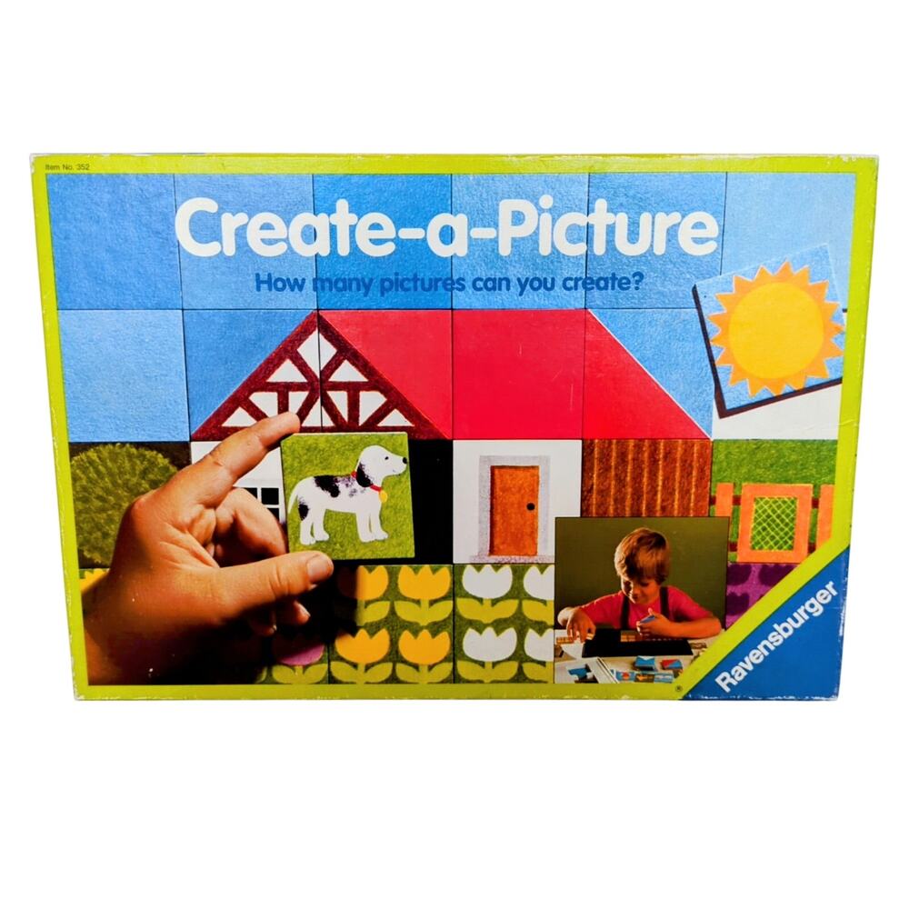 Vintage 1987 Ravensburger Create-a-Picture Mosaic Puzzle - Building - GOOD